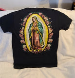 OUR LADY OF GUADALUPE ROSE FLOWER FLOWERS ROSES PRAY BACK PRINT T-SHIRT SHIRT Roses