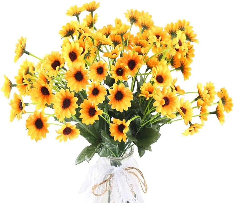 4 Bundles Artificial Silk Sunflowers Flowers Faux Fall Flowers Mini Fake Mum Flo Sunflower