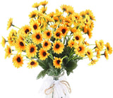 4 Bundles Artificial Silk Sunflowers Flowers Faux Fall Flowers Mini Fake Mum Flo Sunflower