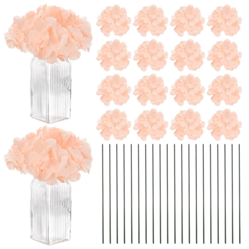 66-Pack Silk Hydrangea Flowers for Home Decor [Nude Pink] Hydrangea