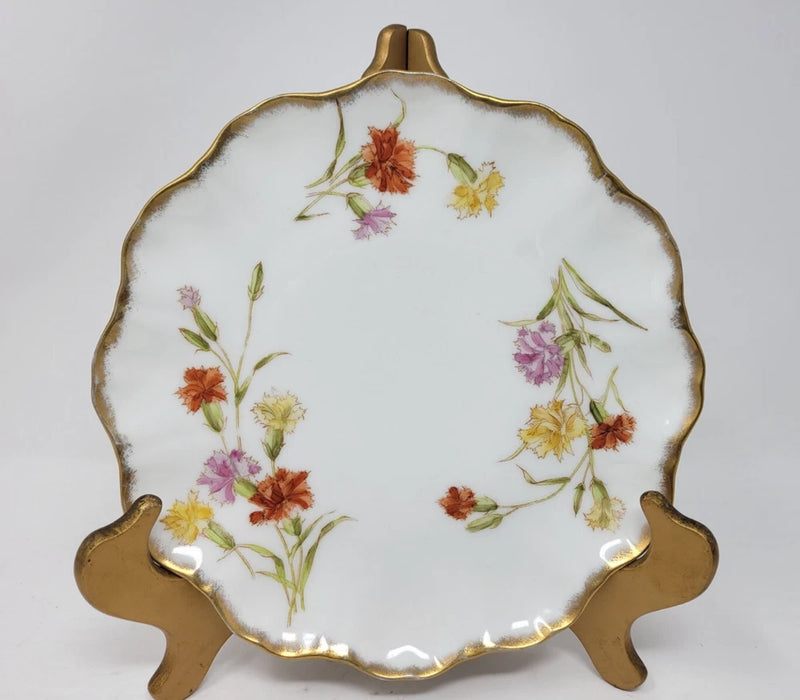 Jean Pouyat Limoges JPL France  Carnation Plate 9" Carnation