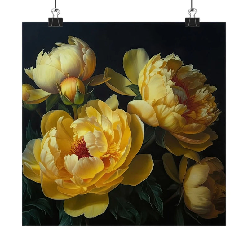 Yellow Peonies Flower Art Print, Yellow Flower Painting, Flower DŽcor 11 Peony