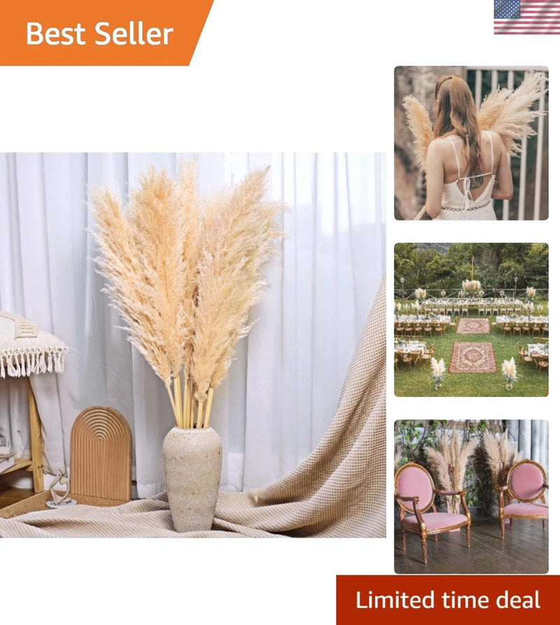 40-Inch Cream Pampas Grass Decor Tall 10-Pcs XXL Size Natural Boho Plants Dec... Pampas Grass