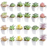 24 Set 3 In. Green Indoor/Outdoor Succulent Artificial Plants in Pots for Home O Green Plant