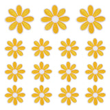 15Pcs Daisy Flower Iron-on Patches 3cm Embroidery Applique Patch Yellow-White Daisies