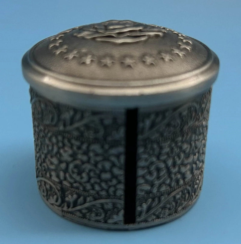 USPS US post office metal roll stamp dispenser with intricate flower rose patter Roses