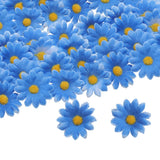 50pcs Artificial Daisies Flower Heads,1.6" Silk Fake Daisies Heads, Blue/Orange Daisies