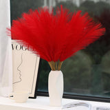 Red Pampas Grass Decor - 30pcs 24 Inch Short Artificial Pampas Grass Decor, Fake Pampas Grass