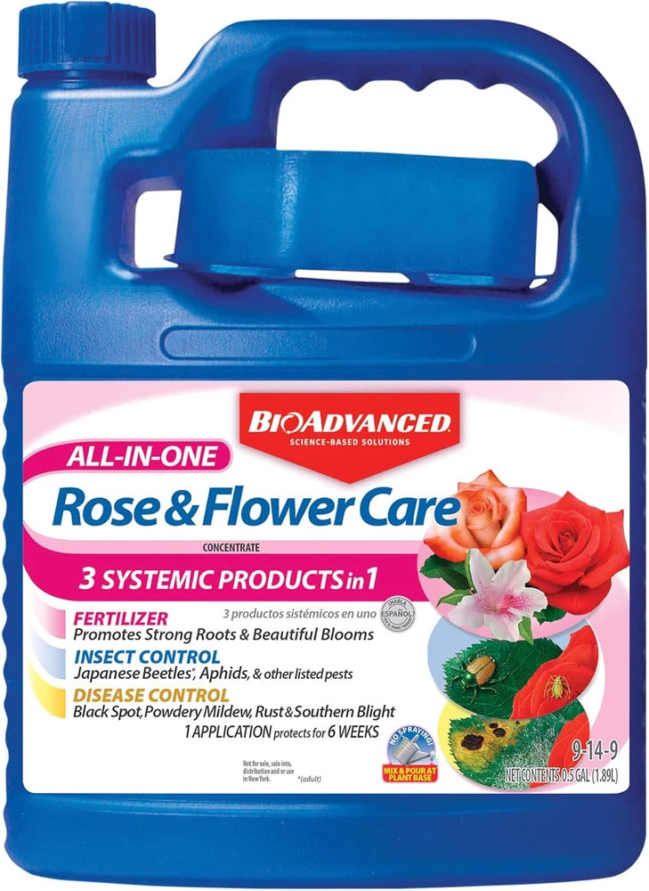 Rose & Flower Care Fertilizer, Insect Killer & Fungicide, 64oz (No Ship CA) Flowering Plants