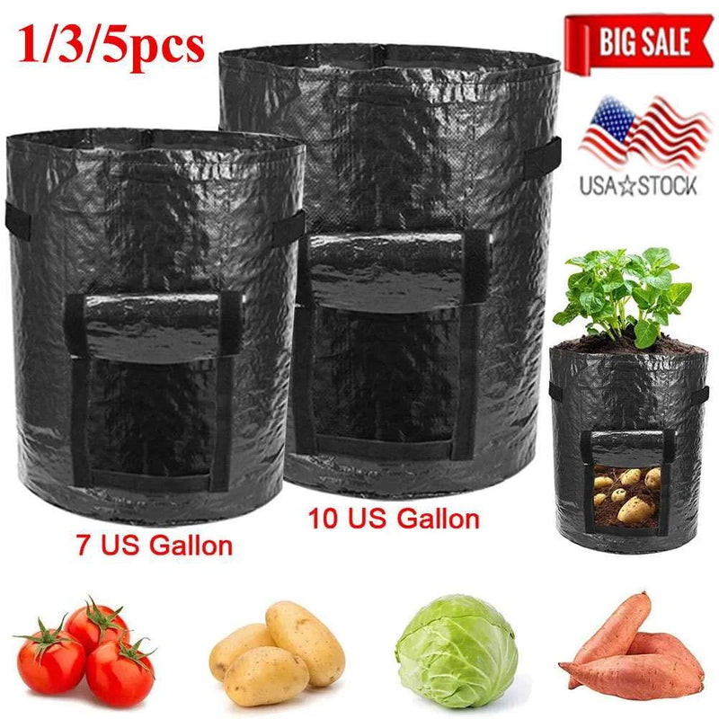 7 10 Gallon Grow Bags NonWoven Pots Garden Vegetable Planting Bags for Potato Garden Plants