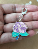 Hydrangea Flower Bag Charm Clip On Keychain Zipper Pull Planner Charm Gift Idea Hydrangea