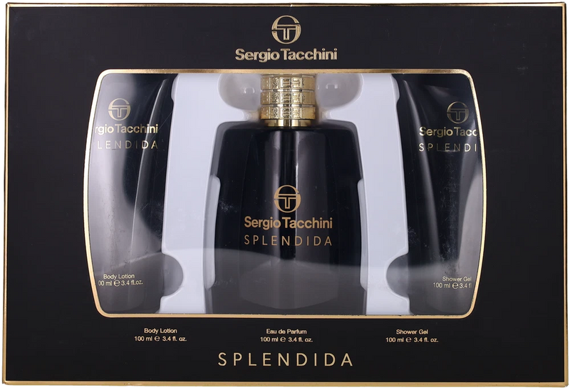 Splendida By Sergio Tacchini For Women Set: EDP+BL+SG 3.4+3.4+3.4oz Shopworn New EDP