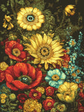 Surreal Sunflower and Poppy Eye Flower Fantasy Poster 18x24in Sunflower
