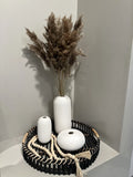 Decorative Ceramic Vases Set with Pampas Grass and Wooden Beads Pampas Grass