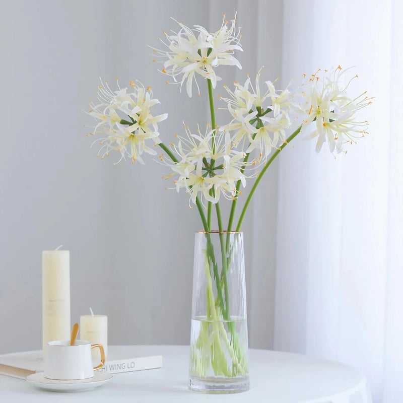 4pcs Artificial White Spider Lily Flowers 26" Faux Lycoris Radiata Silk Equin... Flowering Plants