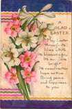 Vintage Easter Postcard White Lilies Pink Flowers Embossed Lily