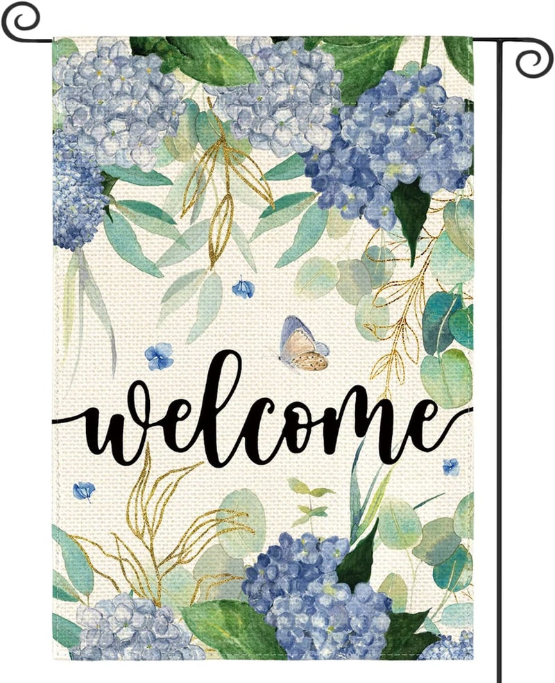 Spring Hydrangea Flowers Garden Flag 12 X 18 Inch Double Sided, Seasonal Welcome Hydrangea