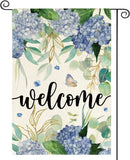 Spring Hydrangea Flowers Garden Flag 12 X 18 Inch Double Sided, Seasonal Welcome Hydrangea