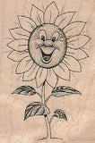 Happy Sunflower 2 x 2 3/4" Rubber Stamp, Plants Stamp, Flowers, Trees Sunflower