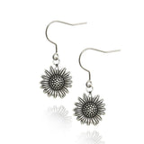 Titanium Vintage Sunflower Drop Earrings For Women, Stainless Steel Flower Dangl Sunflower