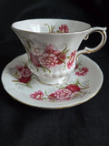 PARAGON CUP SAUCER "FLOWER FESTIVAL"  PINK RED CARNATIONS,   BONE CHINA, ENGLAND Carnation