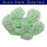 Light Green 7cm Foam Flowers Rose Stems Artificial Wedding Bride Bouquet 20pcs Bouquet