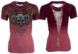 Affliction Women's T-Shirt Hyper Speed Biker Tattoo Roses