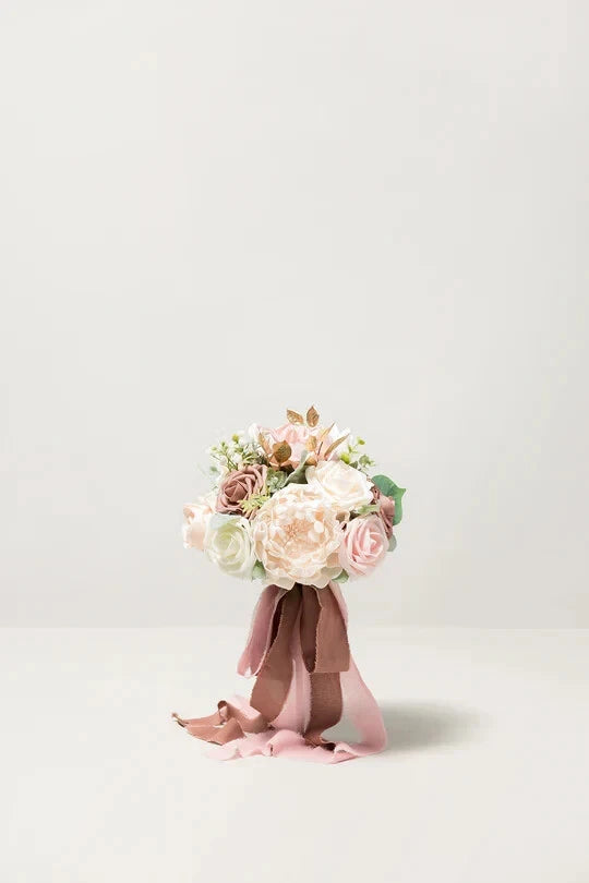 Ling's Moment Artificial Flowers Dusty Rose Bridesmaid Bouquet, 9Ó Bouquet