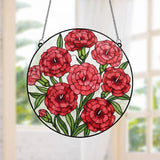 Red Carnation Glass Suncatcher,Glass Flowers,Floral Window Hanging,Kitchen Decor Carnation