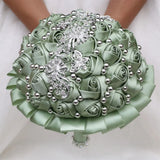 Handmade Wedding Bouquet with Silver Rhinestone Brooch Pearl Bridal Bouquet f... Bouquet