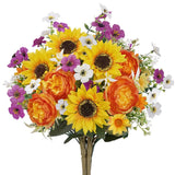 14.17" Fake Wildflowers Sunflower Bouquet Peony Spring Faux Flowers Artificia... Sunflower