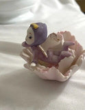 Napco January Pixie Fairy figurine in Pink Carnation Flower C6948 Carnation
