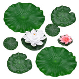 1-Set Artificial Lotus Flower with Water Lily Pad, 4/7/11" [White, Light Pink] Lily