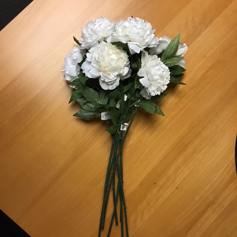 White Peony 27" long 8 stems lot artificial flowers for crafts bouquet bridal Bouquet