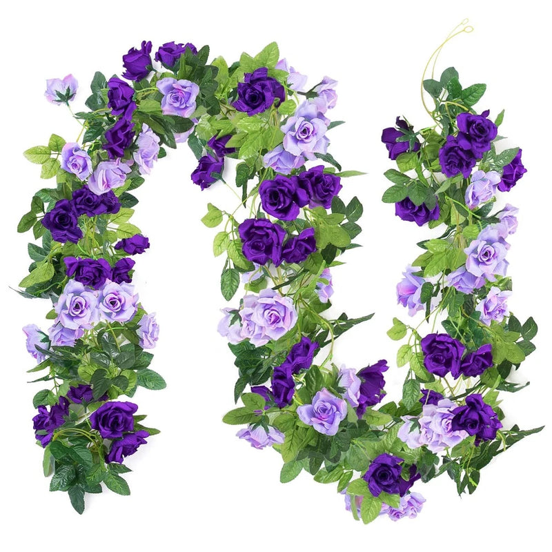 3Pack Artificial Rose Flower Garland, 23.7FT Fake Vines Silk Flowers Hanging ... Sunflower