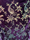 PURPLE Floral Sequin Beaded Stretch Velvet Fabric (58 in.) Sold BTY Flowering Plants