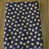 Vintage Fabric Little Yellow Sunflowers On Black Background Red Sprinkle Accents Sunflower