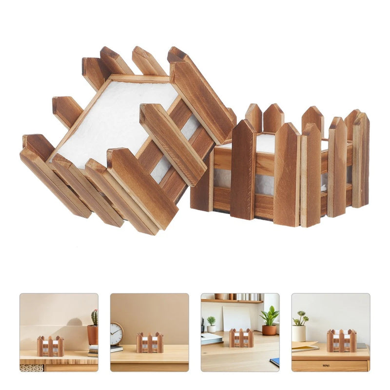 2pcs Outdoor Garden Small Planter - Decorative Wooden Picket Fence Flowerpot Garden Plants