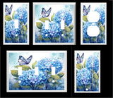 BLUE BUTTERFLY HYDRANGEA FLOWER LIGHT SWITCH COVER PLATE HOME DECOR Hydrangea