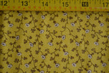 By 1/2 Yd, Brown & Cream Calico on Yellow, Blue Hill/Colonial Prints/Morgan,B976 Flowering Plants