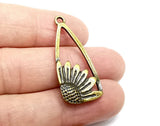 2 Pcs Flowers Daisy Charms, Sun flower Charms, Antique Bronze Plated Plants Sunflower