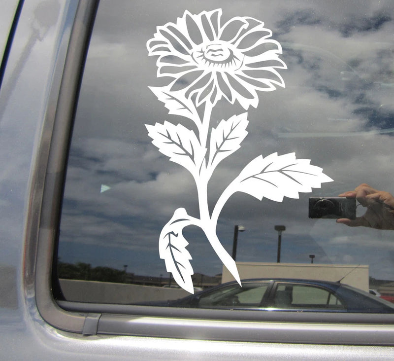 Sunflower window vinyl decal sticker with flower and leaves