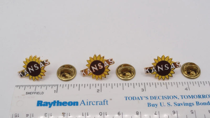 Lot Of 3 Kansas KS Sunflower State Flower Travel Souvenir Metal Hat Lapel Pins Sunflower
