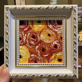 Roses,ranunculus ,flowers, original,miniature Painting,small,mini, Framed Ranunculus