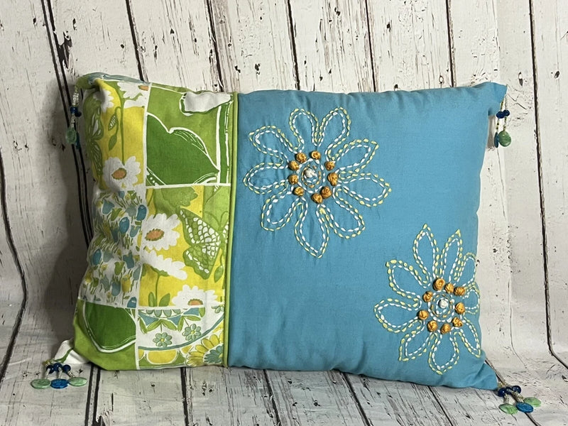 Lily Pulitzer Throw Pillow Floral Flower Green Cylinder Spring Summer Decor Lily
