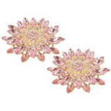 2Pcs Rhinestone Flower Brooch Pin Large Crystal Sunflower Lapel Pin Pink Sunflower