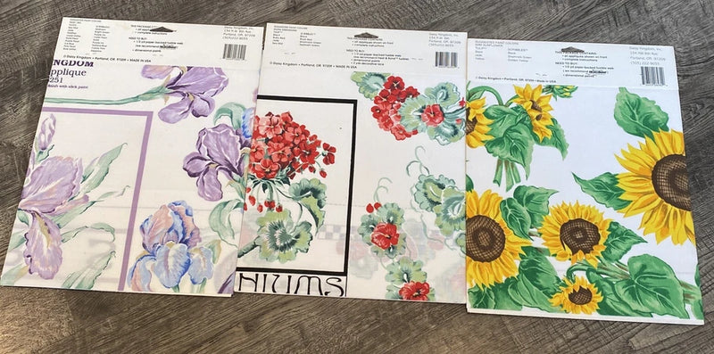 Flower No Sew Fabric Applique by Daisy Kingdom 6251 6394 6282 Iris Sunflower Sunflower