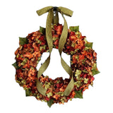 Artificial Autumn Hanging Wreath With Hydrangea Flowers Wall Mounted Display NEW Hydrangea