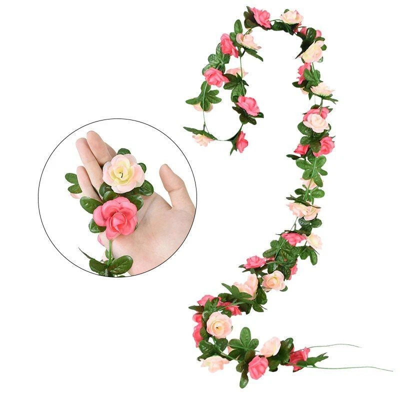 Silk Rose Flower Vine Green Plant Leaves Artificial Flower Garden Home Decor NEW Green Plant