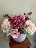 Gorgeous mix of  silk hydrangeas & anemone arrangement 15 1/2 inches high 20 inc Hydrangea